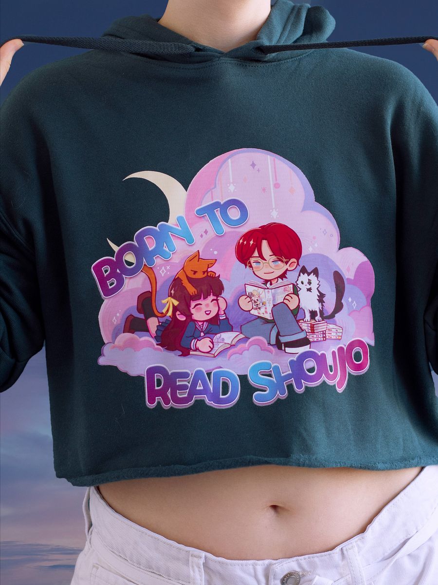 Born to Read Shoujo Crop Hoodie (Night Version) product image (15)