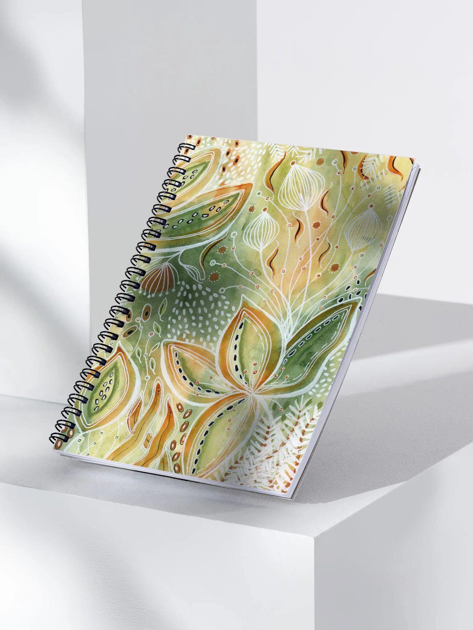 Watercolor & Ink Notebook in Soft Greens and Burnt Sienna product image (3)