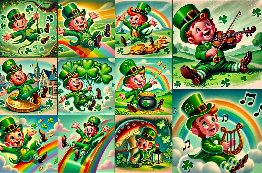 St. Patrick's Day Lucky Leprechauns Digital Paper Pages, Scrapbook, Junk Journal or Printable Images product image (3)