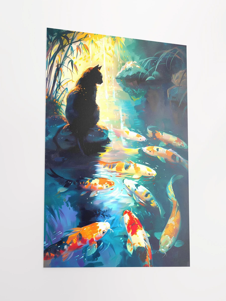 Cat Contemplating at the Koi Pond Matte Poster product image (4)