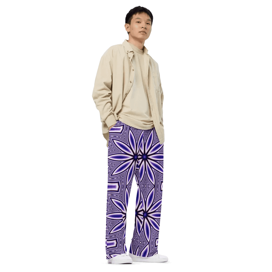 Blue Flower Kaleidoscope Wideleg Pants product image (3)