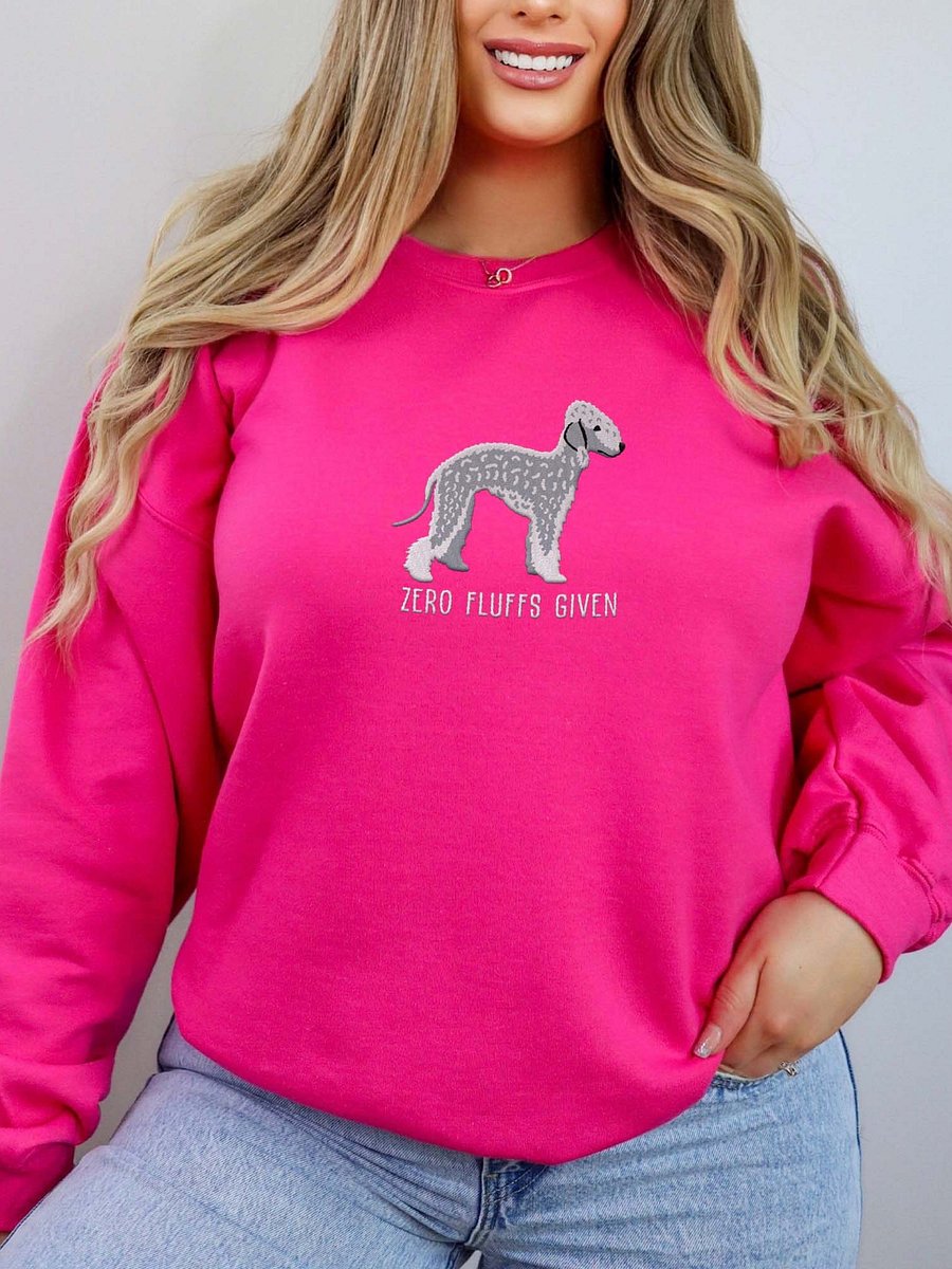 Zero Fluffs Given Sweatshirt (Embroidered) of a Bedlington Terrier(Blue) product image (2)