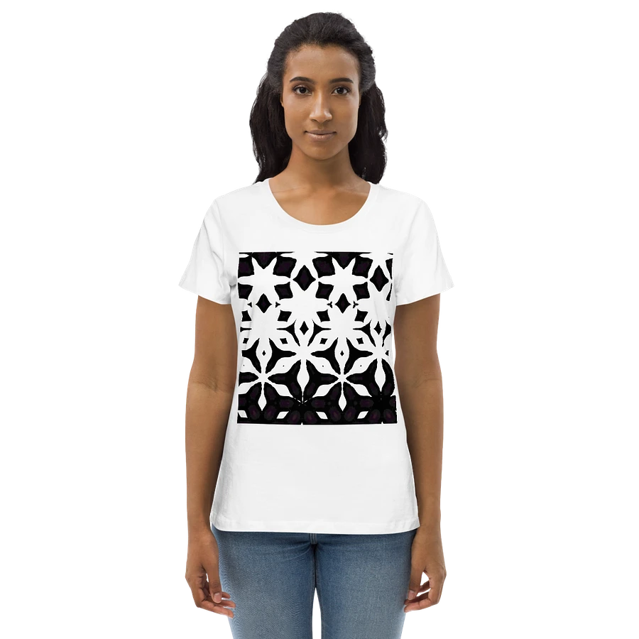 Abstract Black and White Shapes Pattern Women's White T Shirt product image (2)