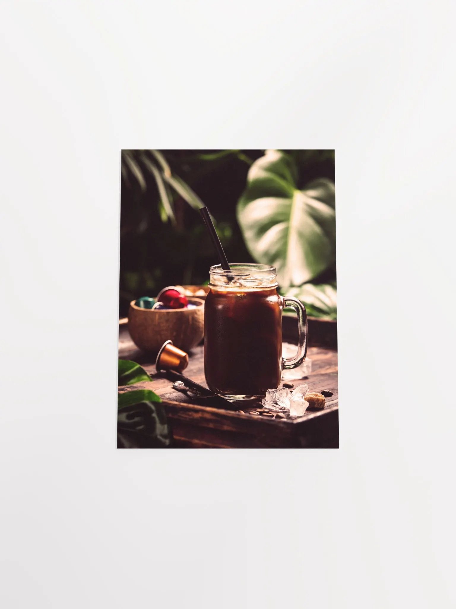 Coffee cups and beans — Photo paper glossy poster. Kitchen decor, coffee poster, coffee print, coffee photo, kitchen art product image (9)