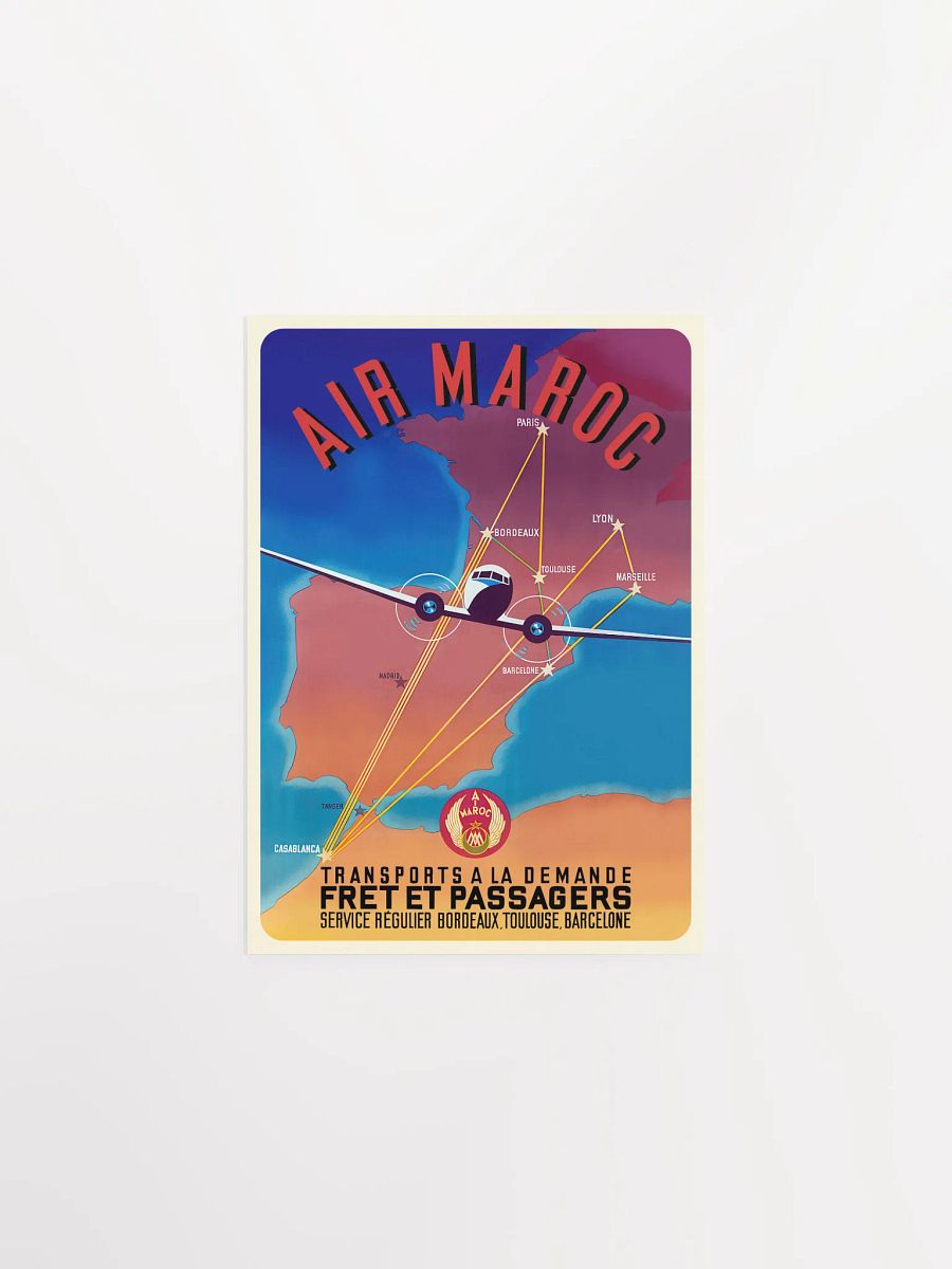 Morocco, Air Maroc, 1951 (Very Rare poster, Enhanced) — retro travel poster, vintage travel print product image (7)