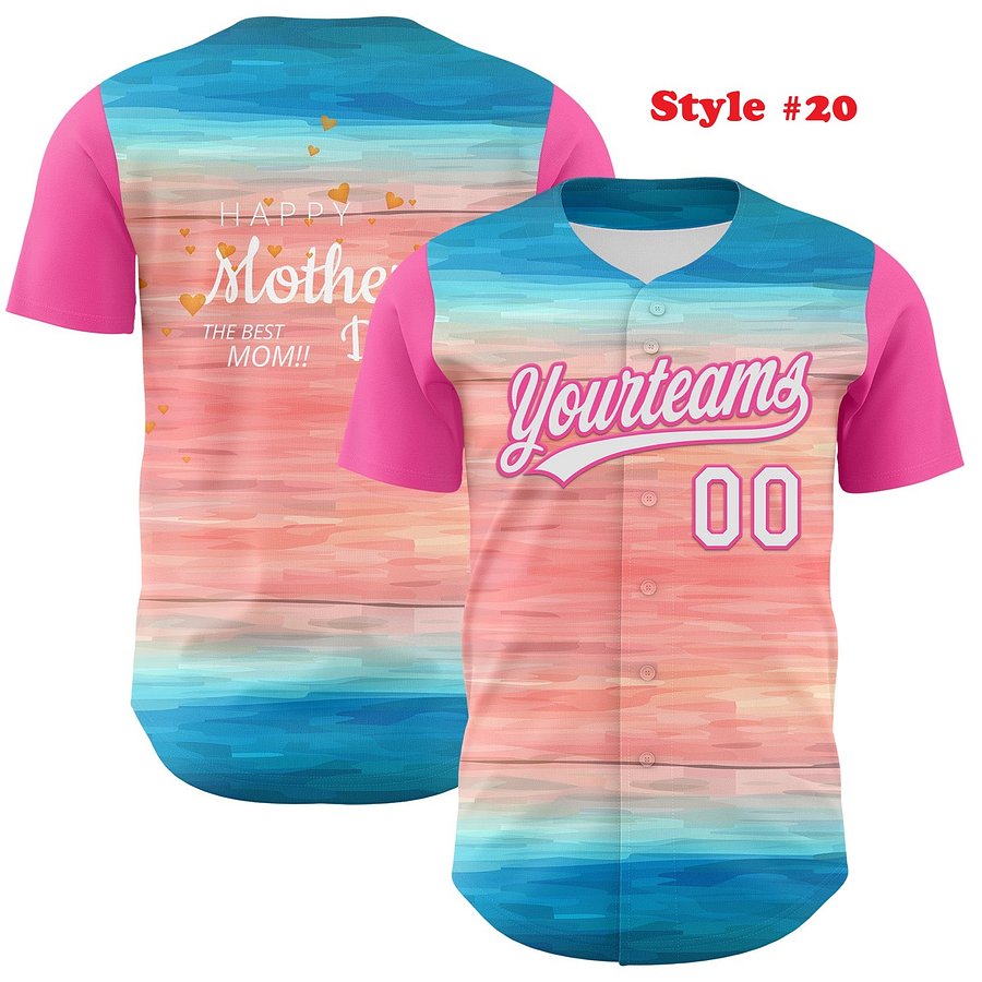 Authentic Baseball Jersey, Custom Baseball Jersey, Personalized Sport Jersey, Colorful, Flowers, Number, Logo, Love, Mom, Mother product image (7)
