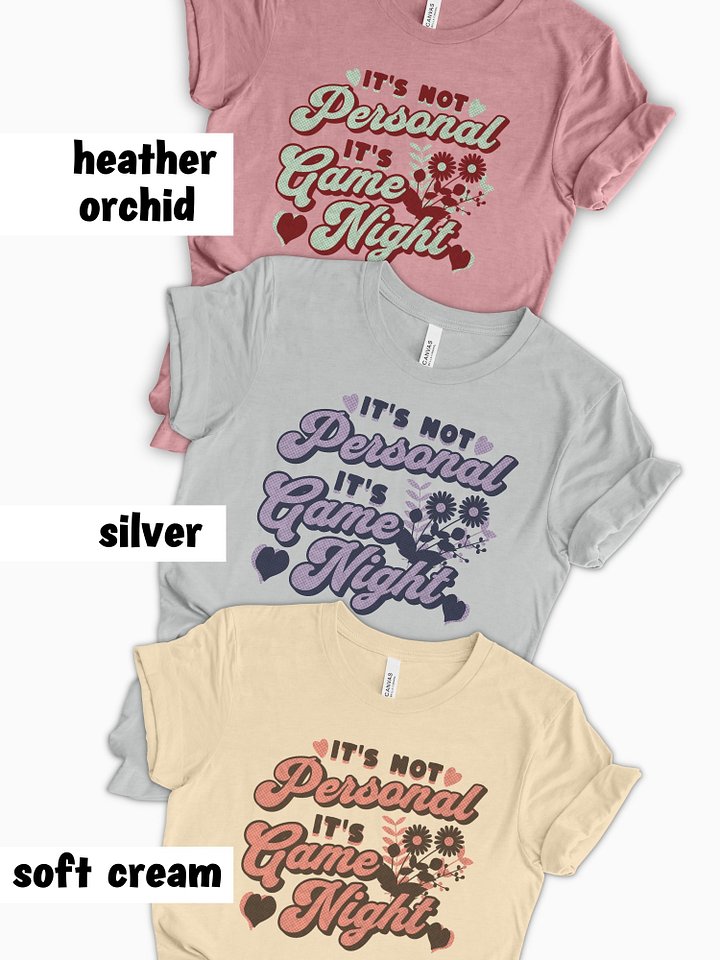 Retro Gamer Girl Shirt, Pretty Board Game Shirt for Women, It's not Personal It's Game night, on Heather Orchid product image (2)
