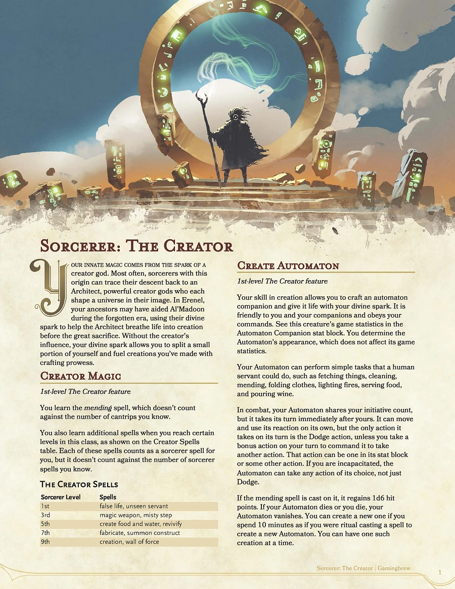The Creator | 5E Sorcerer Subclass product image (2)
