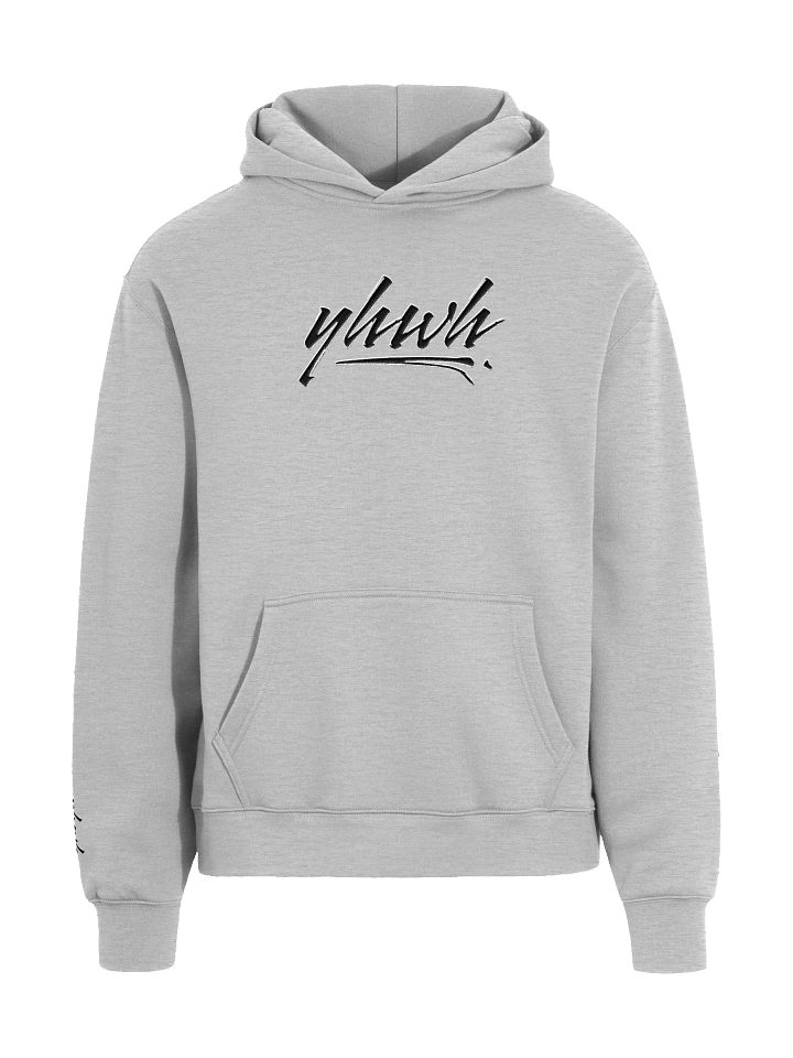 YHWH - PREMIUM OVERSIZED Embroidered Hoodie Black on Grey product image (2)