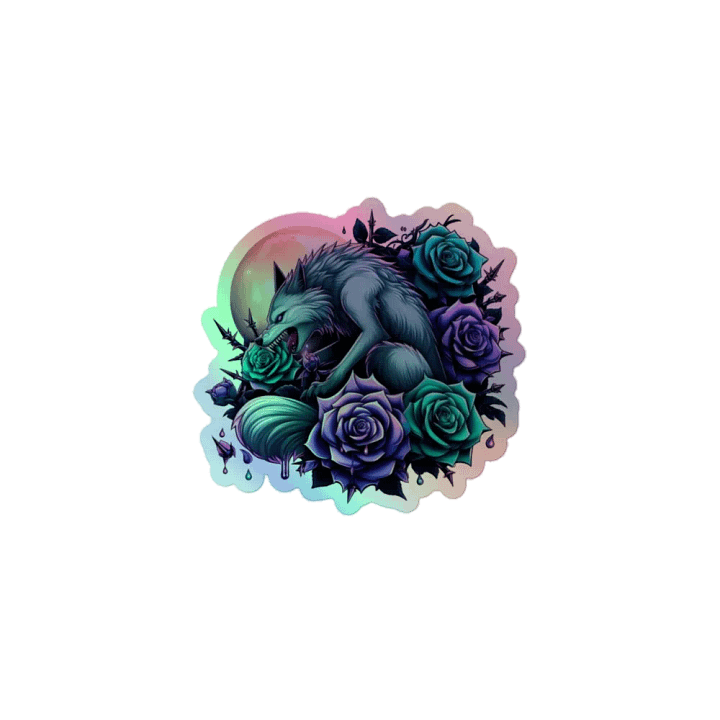 Mystical Wolf Protector Holographic Sticker product image (1)