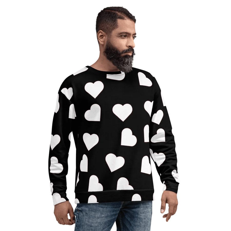Love Pattern 5 Black and White Unisex Sweatshirt product image (2)