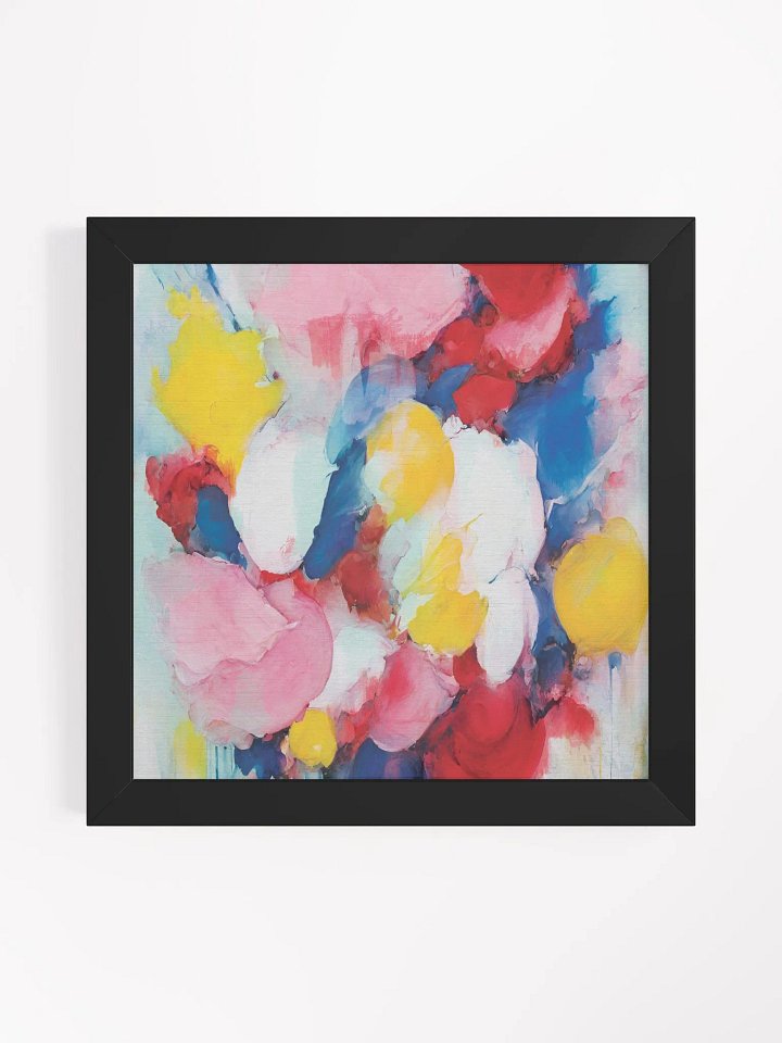 Square colorful abstract textured art print yellow, blue, pink, red and white product image (2)
