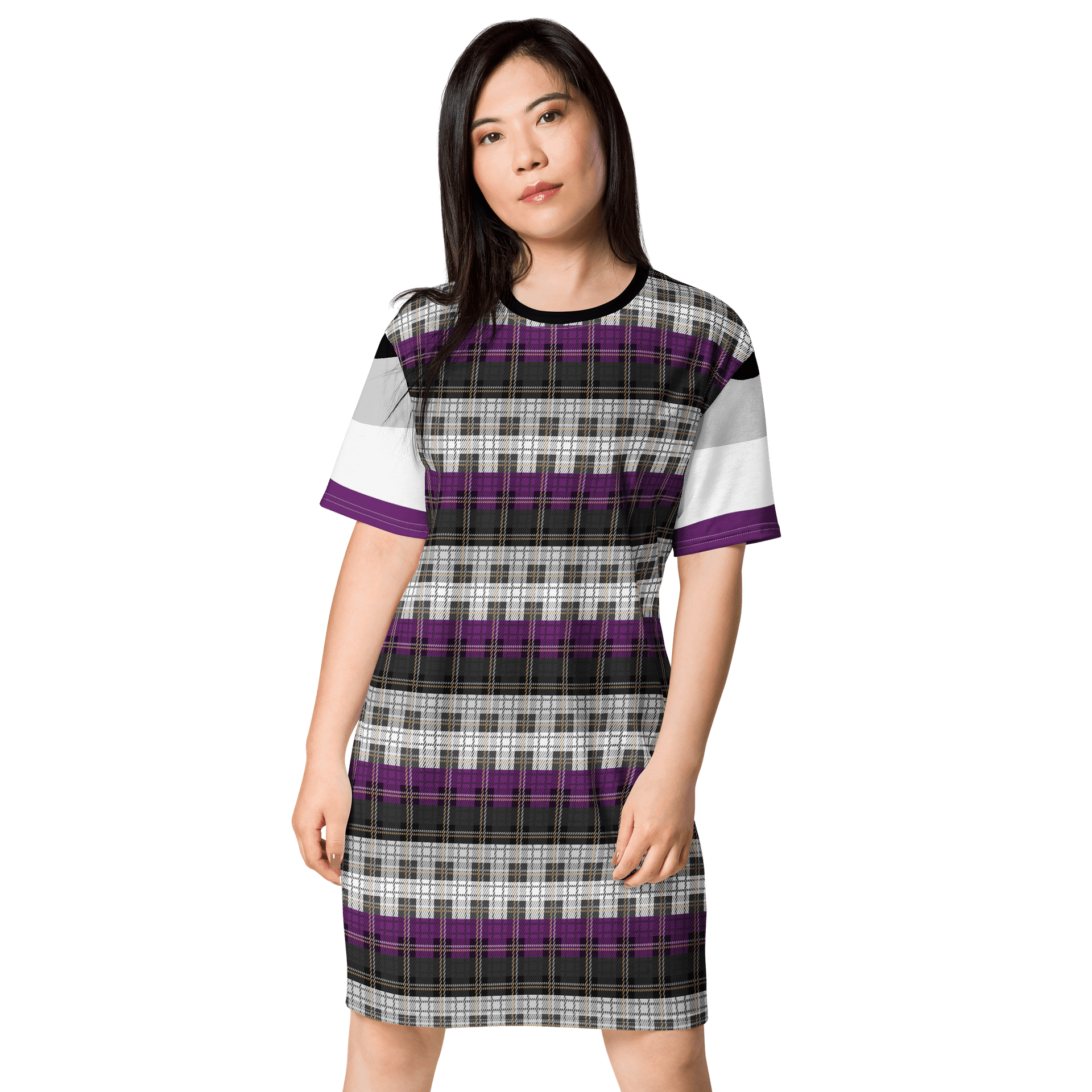 Asexual Pride Plaid T-shirt Dress product image (1)