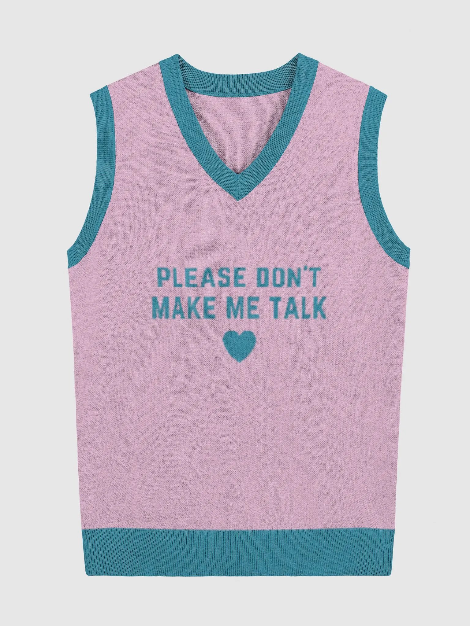 PLEASE DON'T MAKE ME TALK (teal and lilac) knitwear vest product image (4)