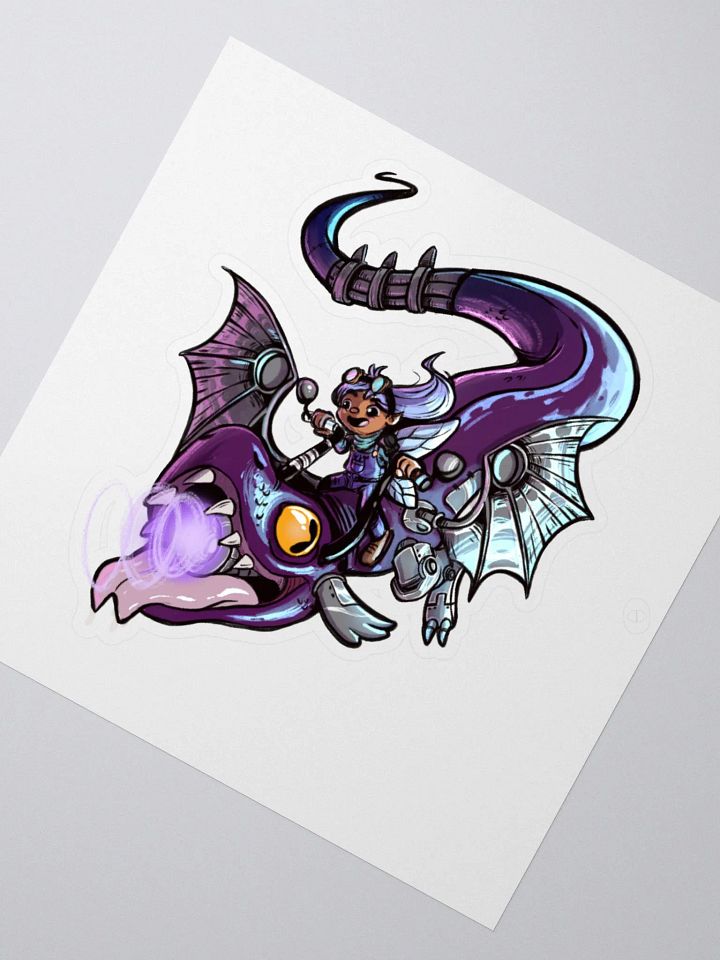Cyberpunk Fairy Riding Cyborg Dragon Sticker - Sci-Fi Fantasy Decal product image (2)