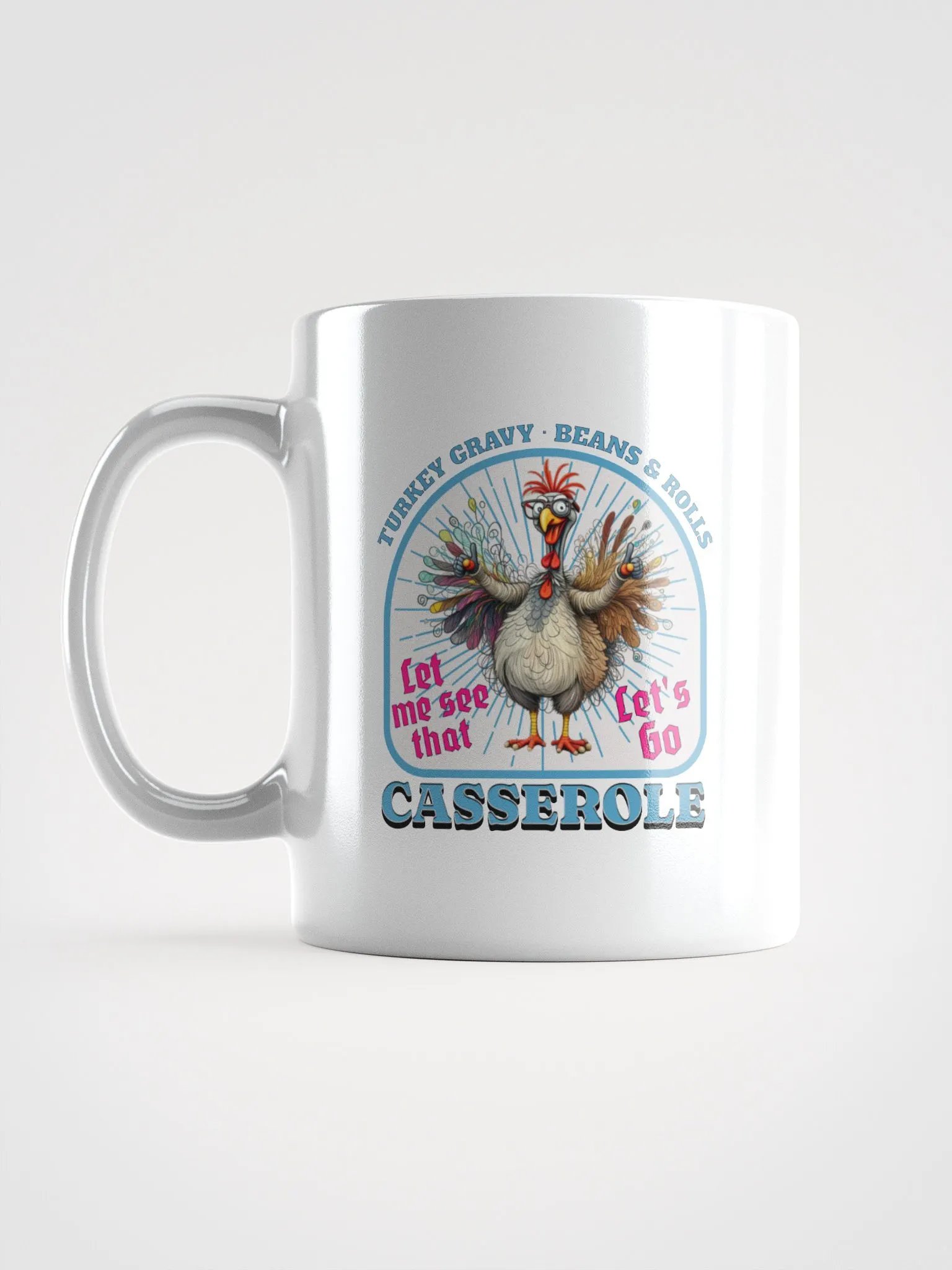 Turkey Gravy Beans And Rolls Casserole Quirky Glasses Mug product image (1)