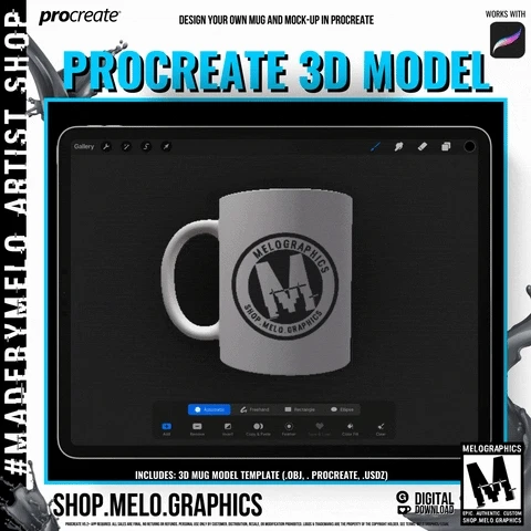 Procreate 3D Model: Ceramic Mug | #MadeByMELO product image (4)