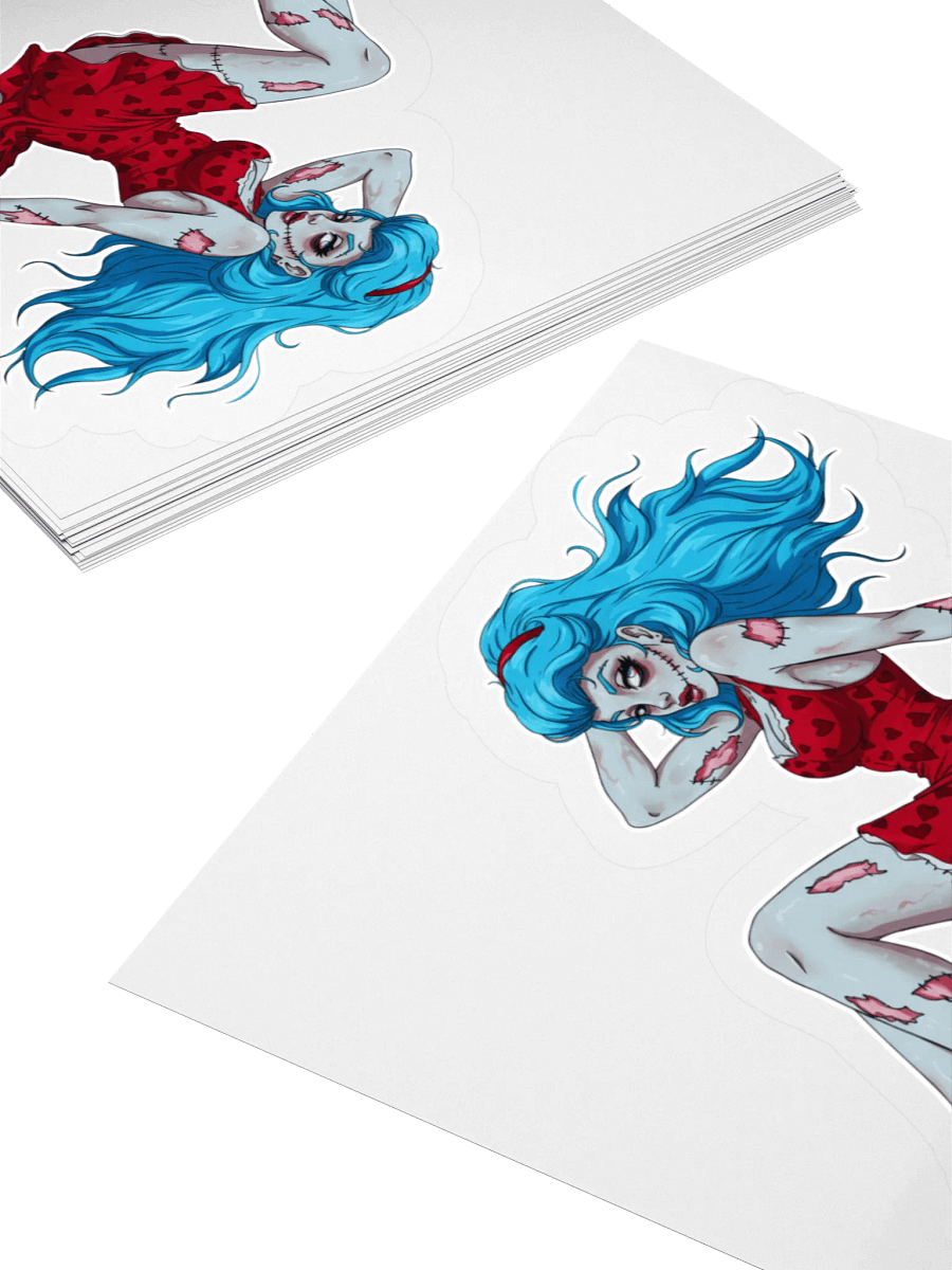 V4 Zombie Pinup Kiss Cut Stickers (Clear Edge) product image (4)