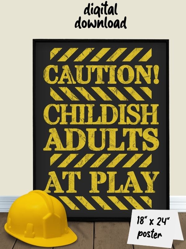 Caution Sign Game Room Poster for Board Gamers - digital download product image (1)