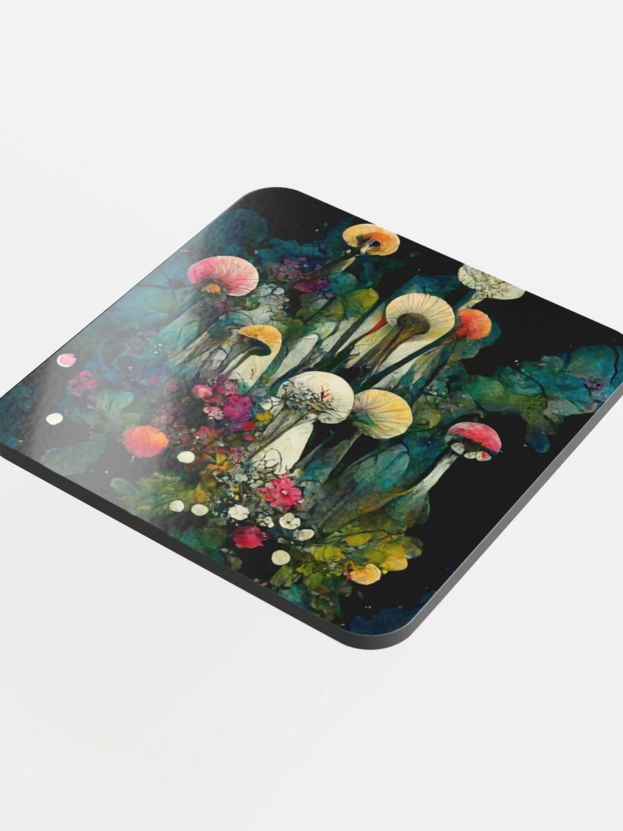 Whimsical Mushroom Garden Glossed Cork Coaster product image (4)