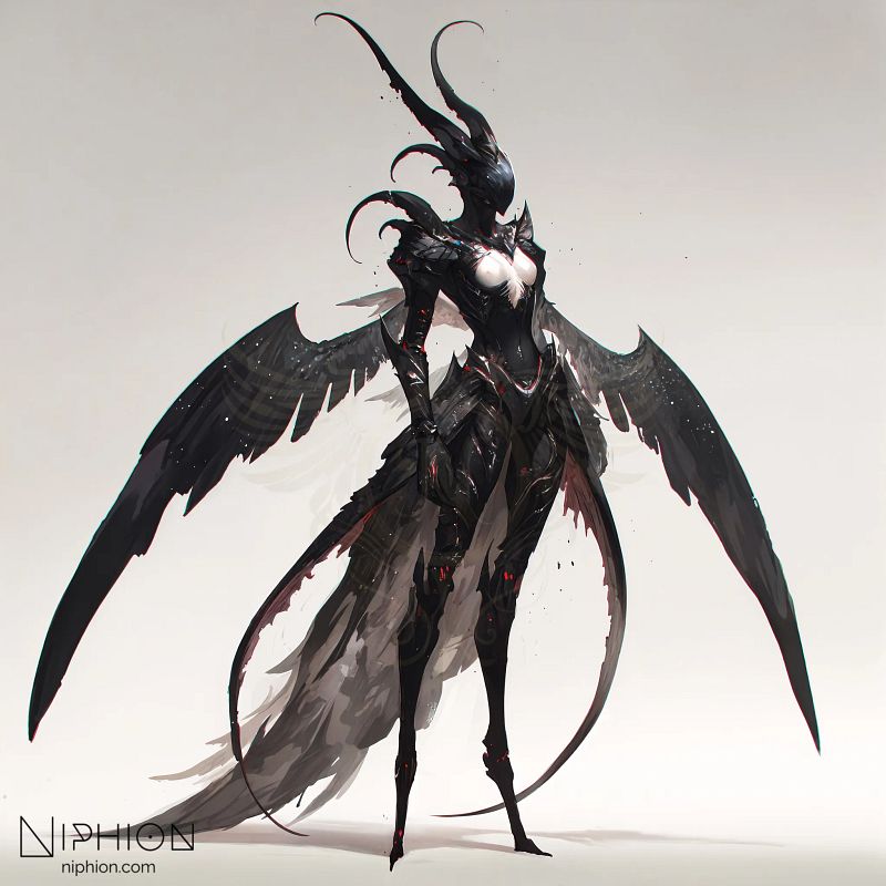 High-Resolution Digital Art – Abyssal Seraph, Character Design #8