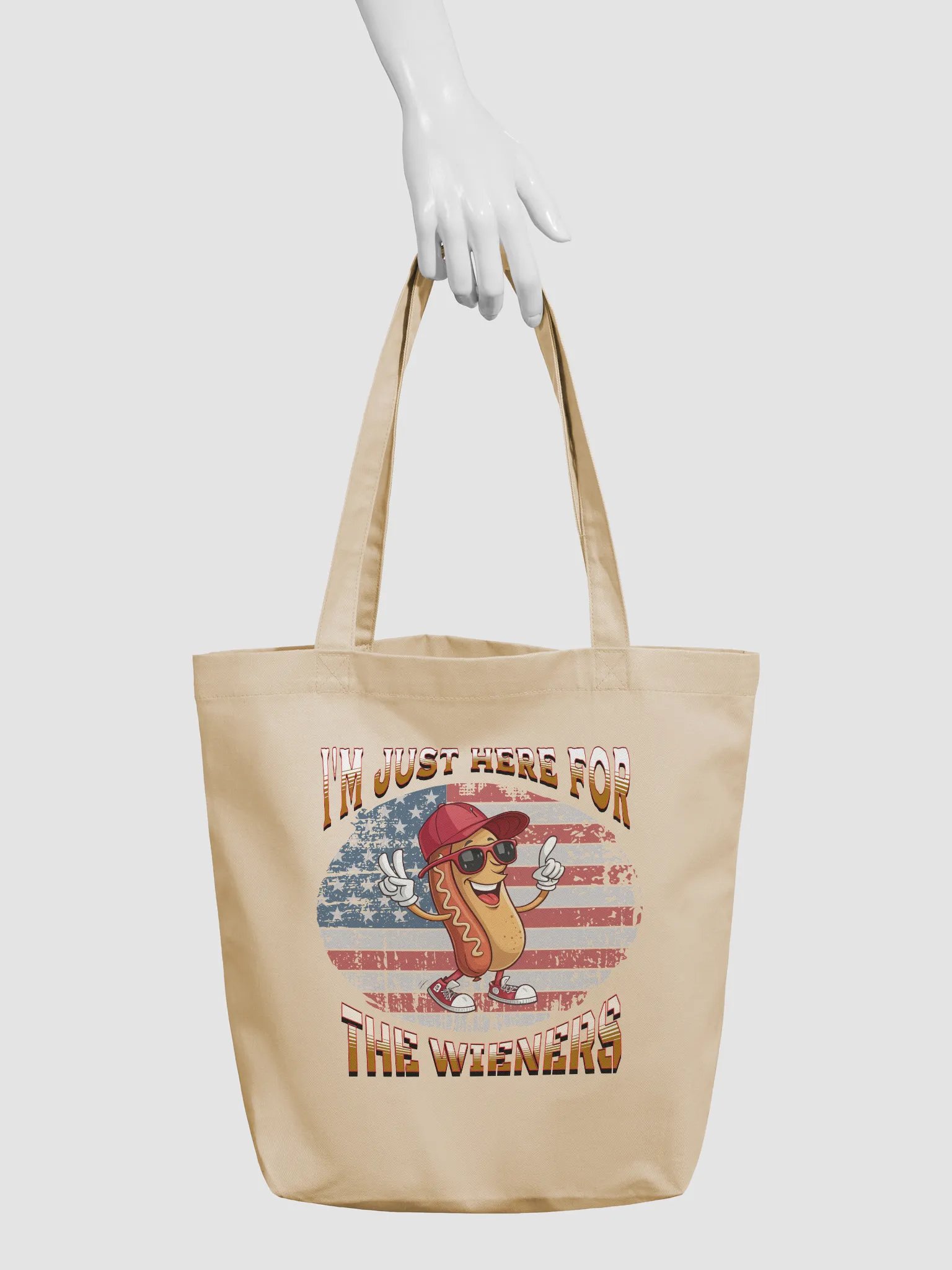 Im Just Here For The Wieners Hot Dog Peace Sign Eco Tote product image (6)