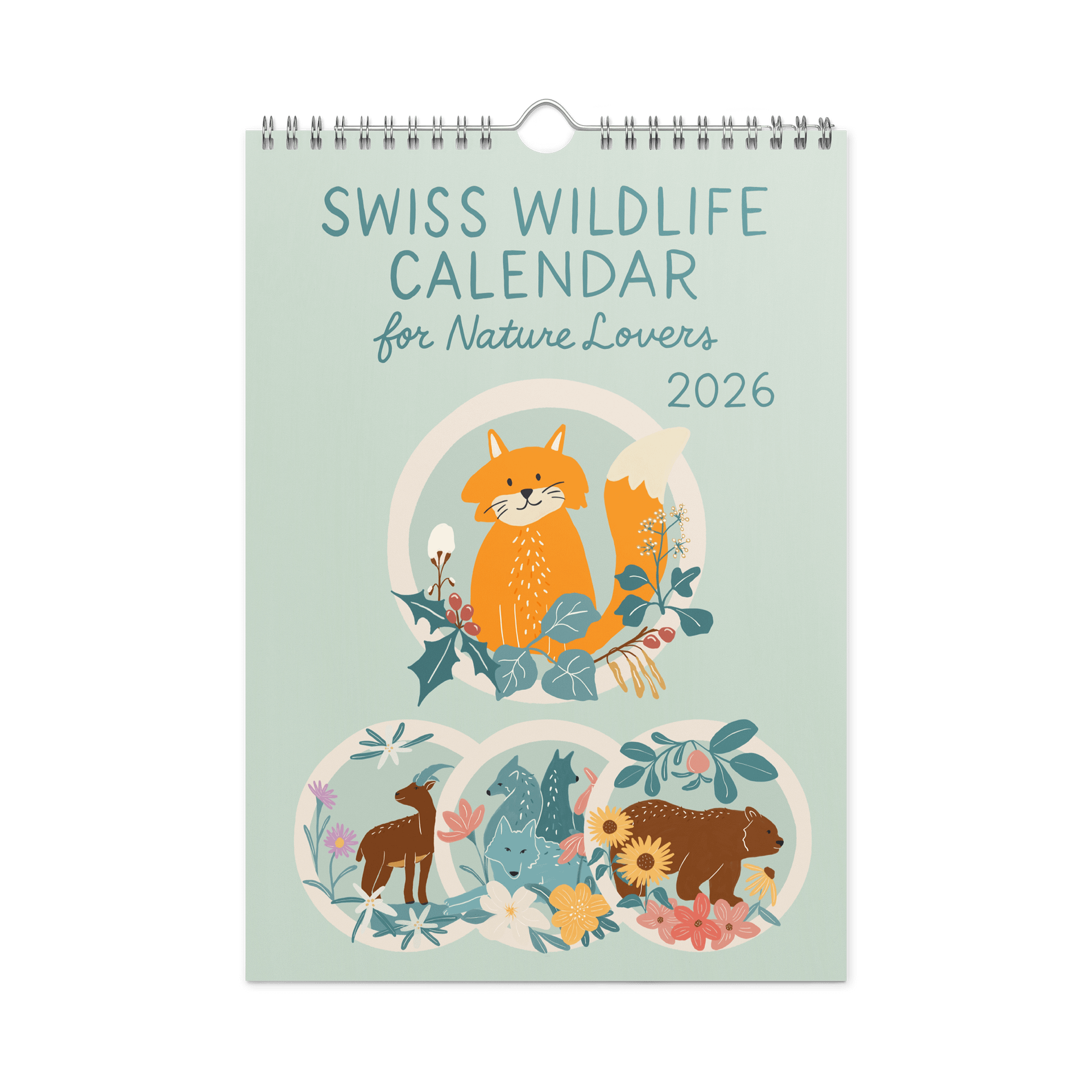 Swiss Wildlife 2026 Wall Calendar – Nature-Inspired Animal Art for Kids, Families & Nature Lovers product image (1)