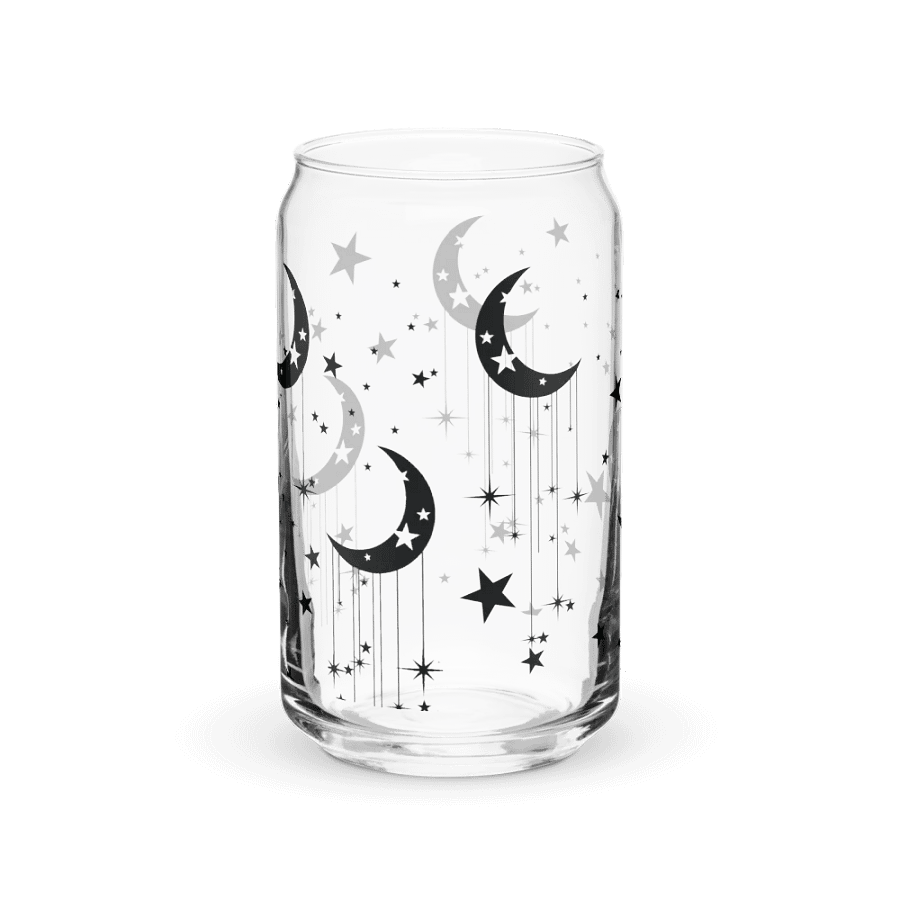 Celestial Glass Can with Moon & Stars Design Earthy product image (3)