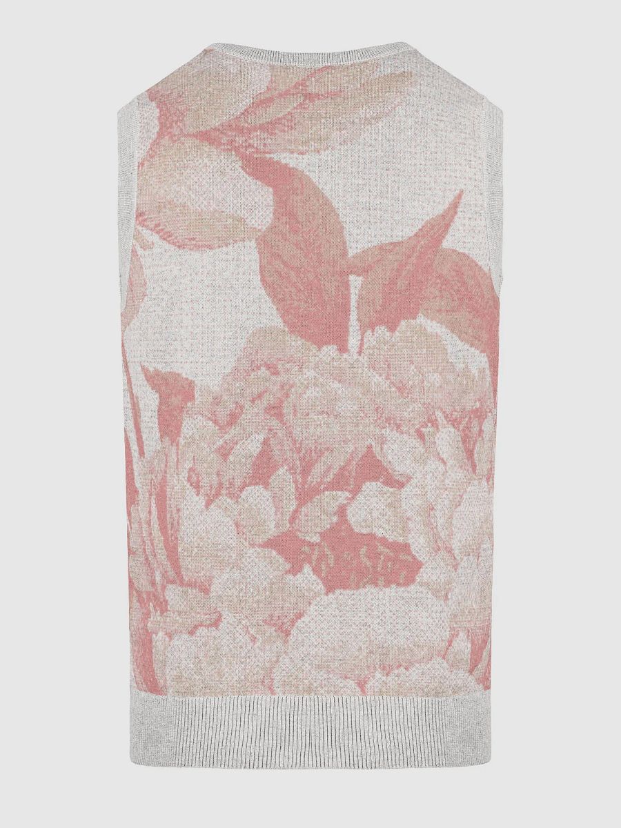 Floral Bliss Coral III Knitted V-Neck Vest product image (4)