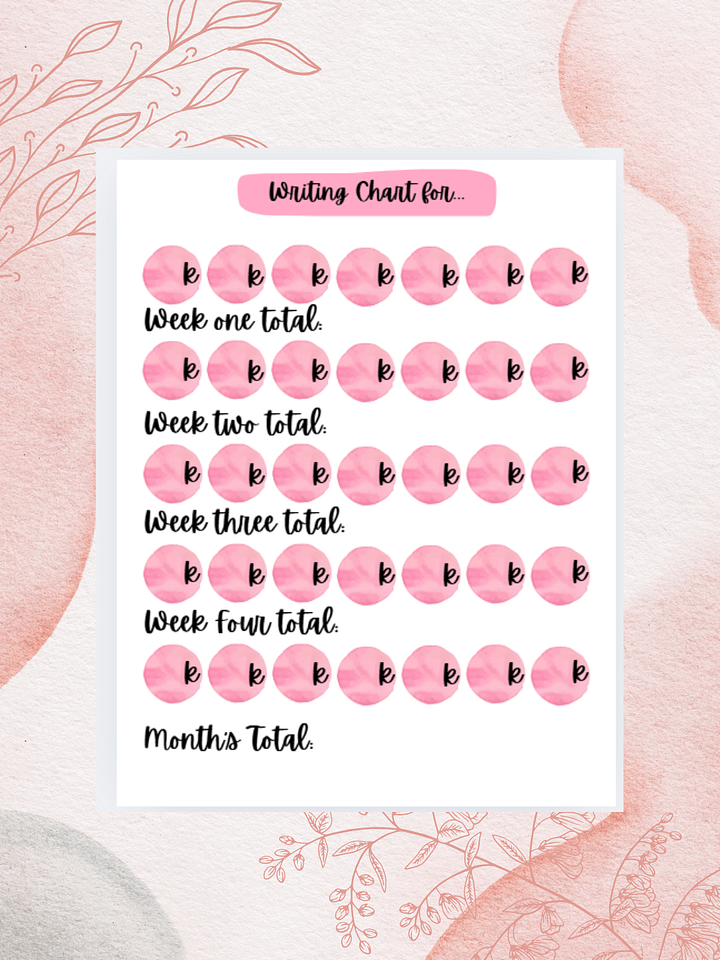 PDF Download: Pretty in Pink Word Count Tracker product image (2)