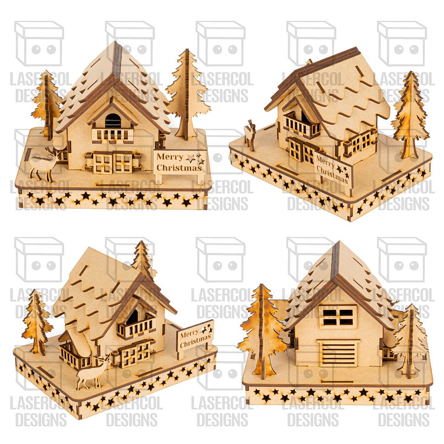 Christmas Houses (4 Styles) - Laser Cut Files product image (7)
