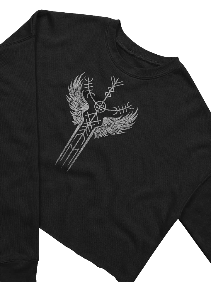 The Valkyrie Stave Women's Fleece Crop Sweatshirt (grunge print) product image (1)