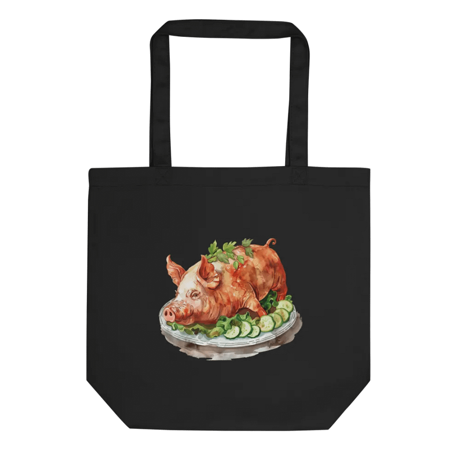LECHON TOTE: VERSATILE USE, ORGANIC BLACK TOTE BAG, FILIPINO (DOUBLE-SIDED), PORK ROASTED PIG product image (3)