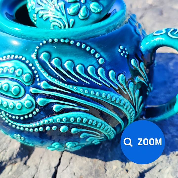 Handcrafted Ceramic Turquoise Teapot – Unique Artisanal Pottery for Tea Lovers product image (2)