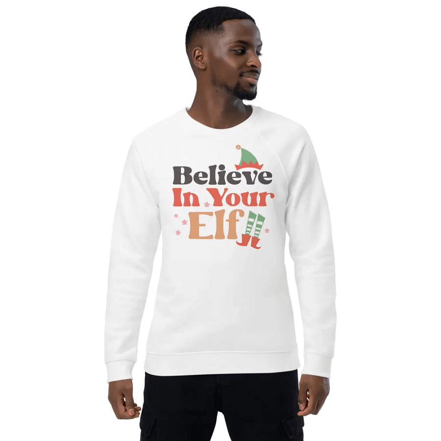 Believe In Your Elf Organic Raglan Sweatshirt product image (3)