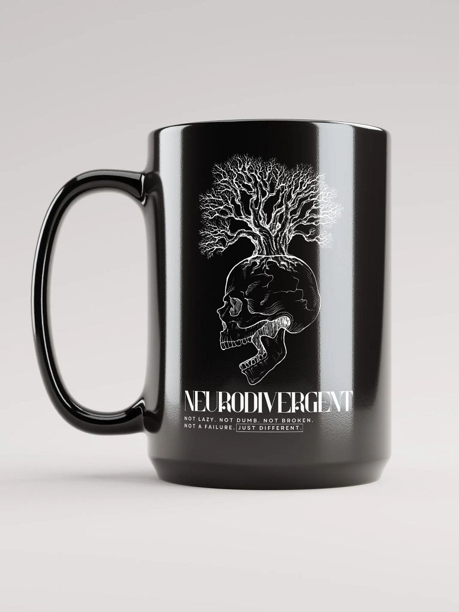 NEURODIVERGENT SKULL black glossy mug product image (4)