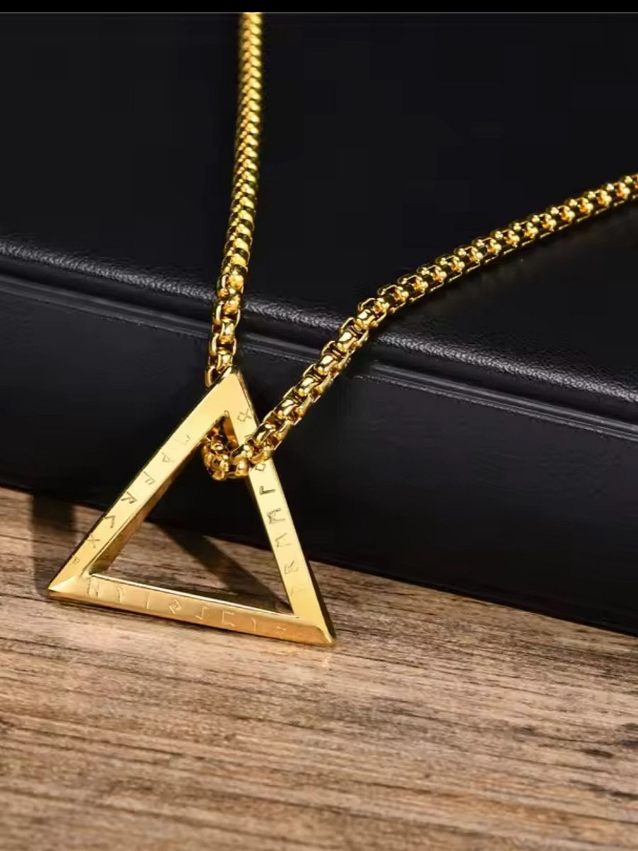 Zaelen Josefsson Triangle Pendant – Norse-Inspired Gold Amulet for Celestial Protection product image (2)