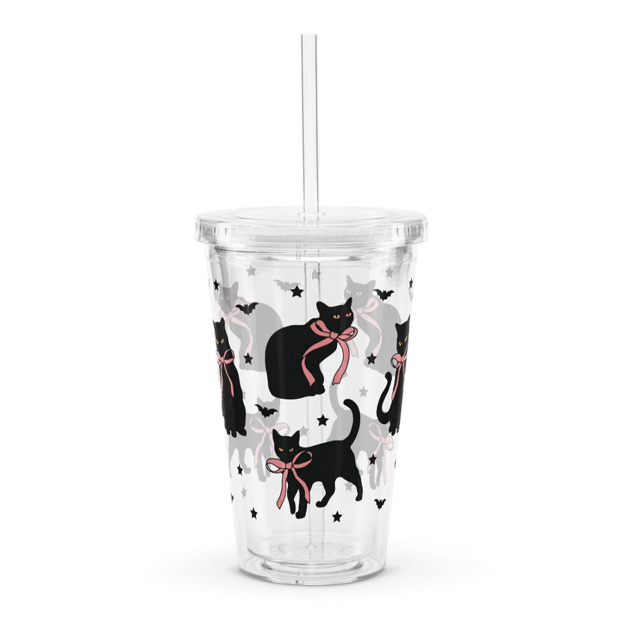 Coquette Black Cat Double Wall Clear Plastic Tumbler (16 oz) product image (1)