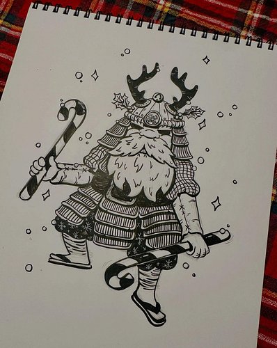 A samurai Santa in ink for the @chaoticdrawalong 

#chaoticdrawalong #inkillustration #santa