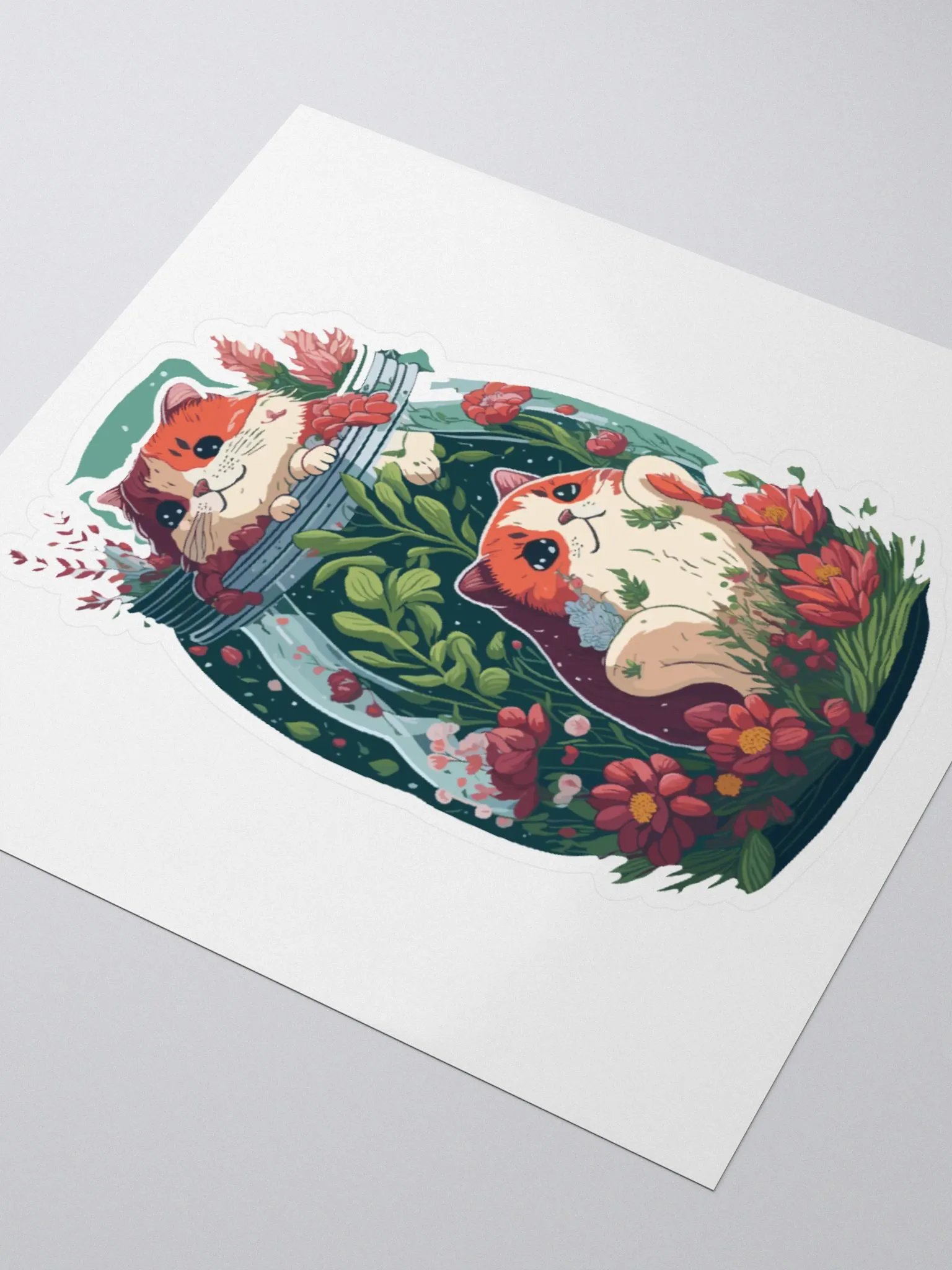 Chonk Cats in a Flower Jar Sticker product image (3)