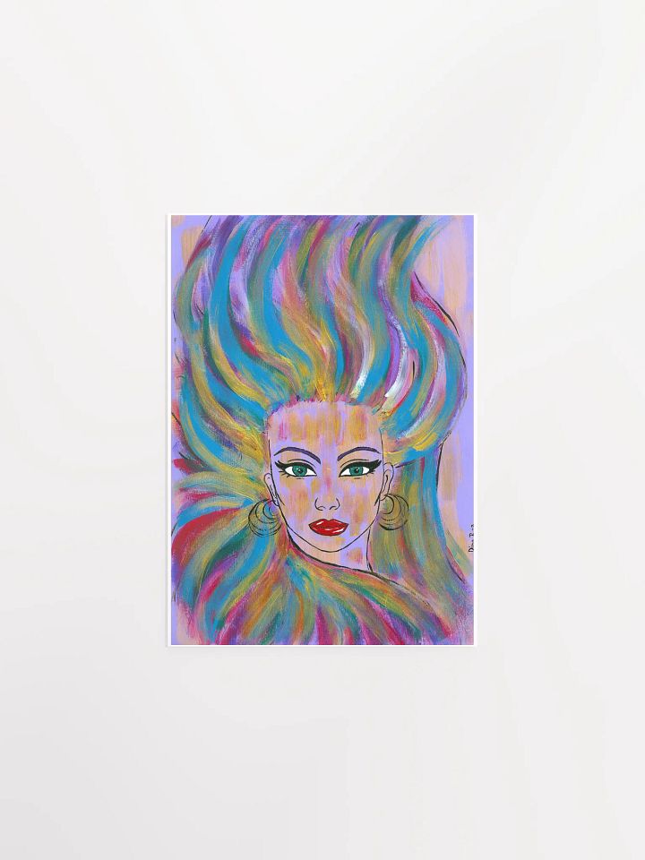 Girl with the colorful hair - (art by Dina R.) - acrylic painting picture - Enhanced Matte Paper Poster (in) product image (3)