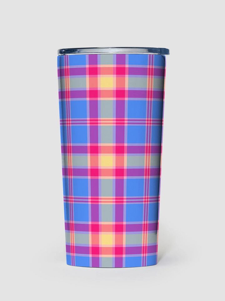 Blue, Hot Pink, and Yellow Plaid Travel Tumbler product image (2)