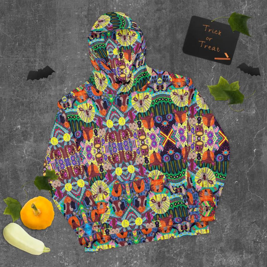 Abstract Doodle Animals Unisex Pull Over Hoodie product image (9)