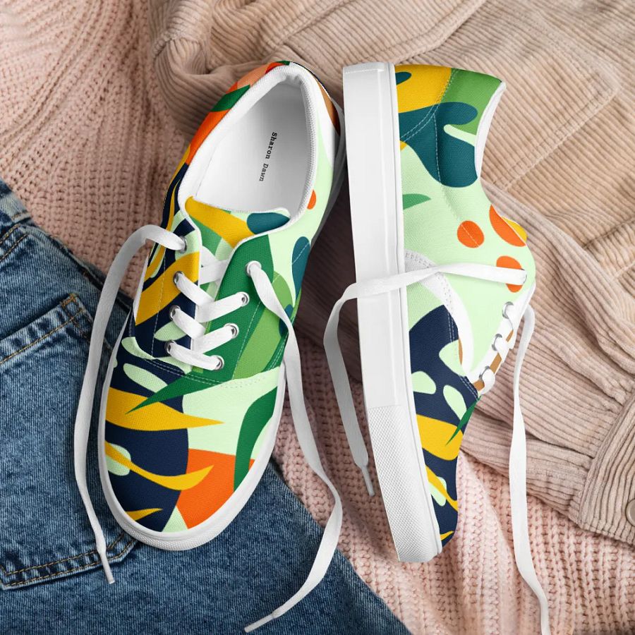Summer Tropical Splash Men's Lace-Up Canvas Shoes product image (1)