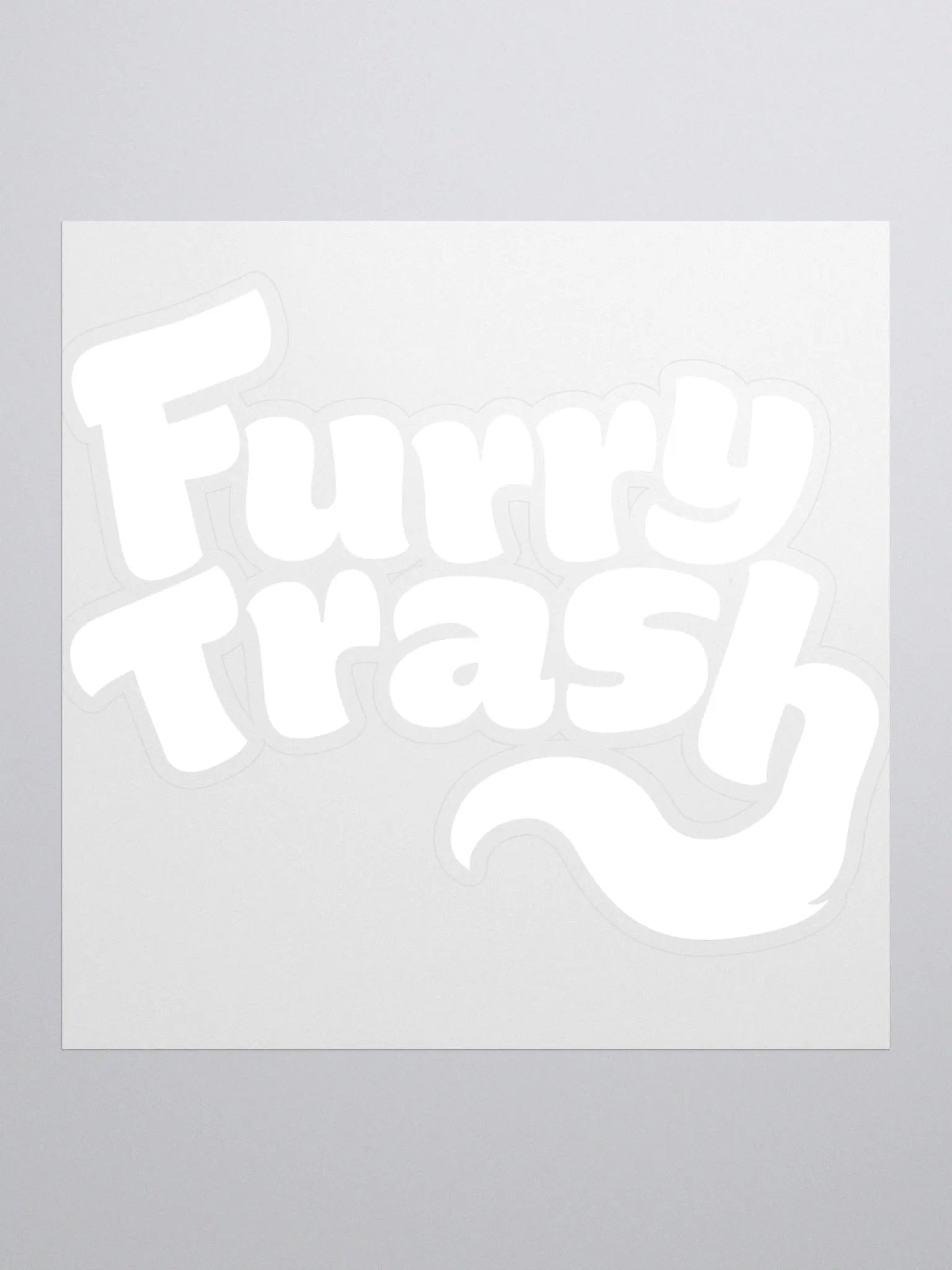 Furry Trash Sticker – Bubble Logo (White) product image (1)