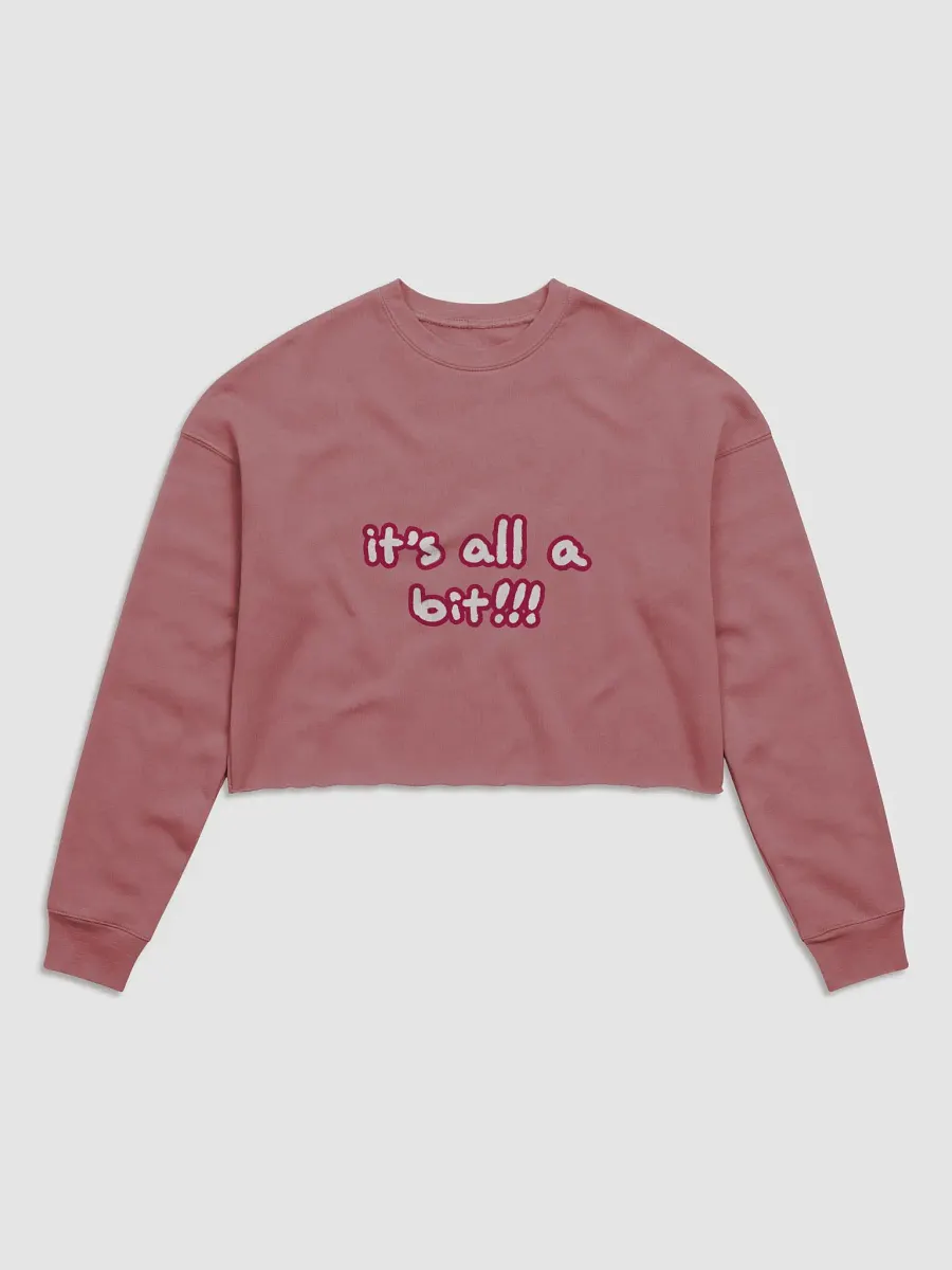 “It’s all a bit!!!” (sm. lined design, #A6073C) Women's Fleece Crop Sweatshirt product image (26)