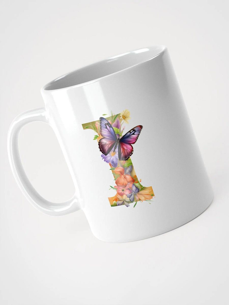 Letter I Monogram Floral Fantasy White Glossy Mug product image (8)