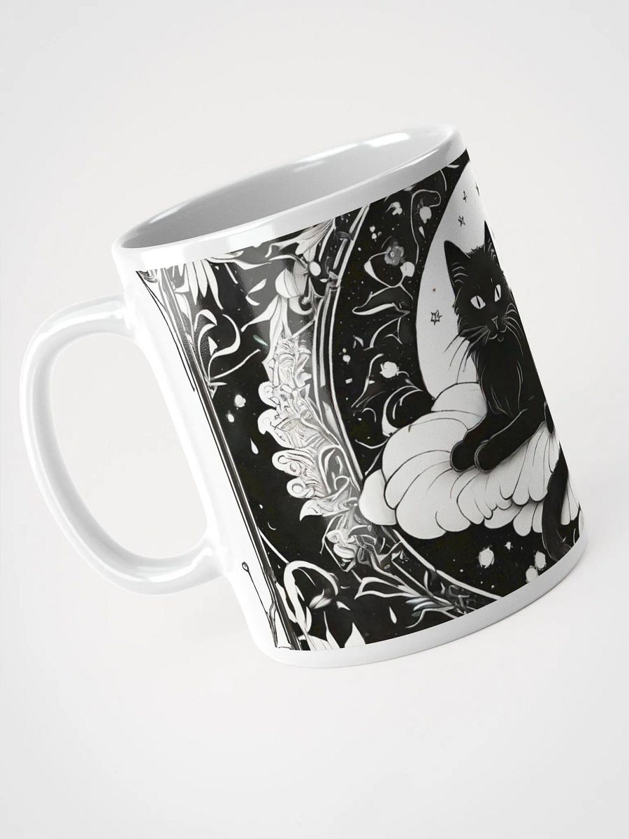 The Lord of the Clouds - Black Cat print on a Glossy White Mug product image (3)