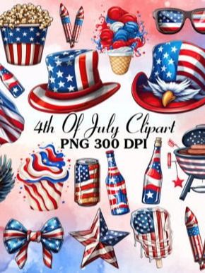 4th of July Sublimation Clipart Bundle product image (1)