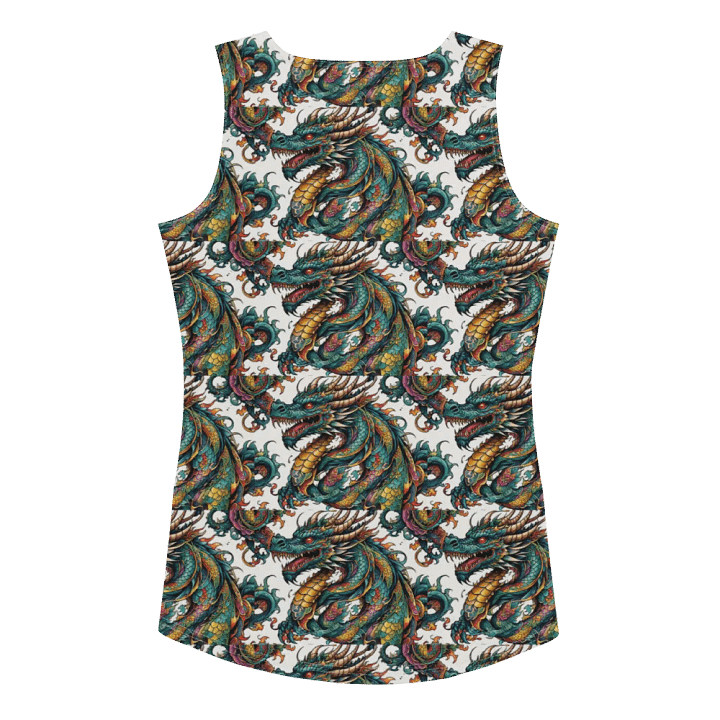 Vivid Dragon Print Sleeveless Shirt: Trendy Mythical Creature Tank Top for Unique Style product image (2)